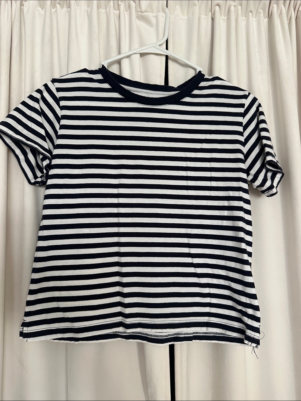 Free Assembly Black White Striped Organic Cotton Boxy Crop Tee XS
